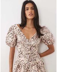 Miss Selfridge - Puff Sleeve Denim Mini Dress - Lyst