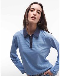 Reclaimed Vintage - Striped Fitted Henley Jersey Top - Lyst
