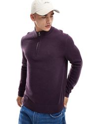 Abercrombie & Fitch - Jersey Malva Con Media Cremallera Y Logo De Punto De Lana De Merino De -Morado - Lyst