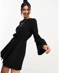 ASOS - Super Soft Flare Sleeve Sweater Swing Mini Dress With Belt - Lyst