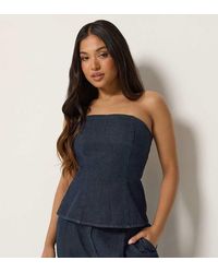 PixieGirl - Petite Denim Bandeau Top - Lyst