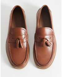 ASOS - – loafer aus hellem leder mit natursohle und quasten - Lyst