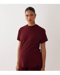 ASOS - Asos Design Maternity Mix & Match Lounge Geribbelde Oversized Pyjamatop Met Zijsplit - Lyst