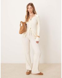 ASOS - Cárdigan Con Cuello De Pico Y Solapas De Canalé De -Blanco - Lyst