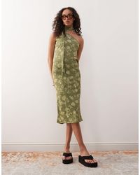 Reclaimed (vintage) - One Shoulder Midi Dress With Scarf Detail - Lyst
