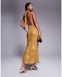 ASOS - Halter Neck With Open Back With Drape Detail Maxi Dress - Lyst