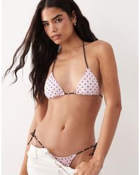 Mango - Polka Dot Tie Back Bikini Top - Lyst