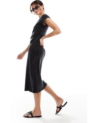 Mango - Short Sleeve Jersey Midi Dress - Lyst