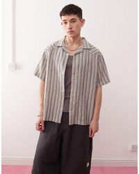 Wrangler - Chemise décontractée en coton et lin à rayures - bleu indigo - Lyst