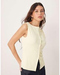 Abercrombie & Fitch - Top Taglio Lungo A Coste Con Bottoni E Scollo A Barchetta - Lyst