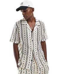 River Island - Camisa Con Diseño Estampado Y Cuello De Solapas De Croché De (Parte De Un Conjunto)-Blanco - Lyst