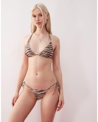 Monki - Tie Side Bikini Bottoms - Lyst