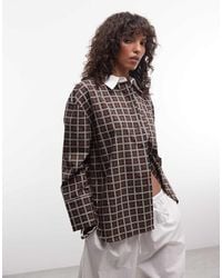 ASOS - Contrast Collar Oversized Shirt - Lyst