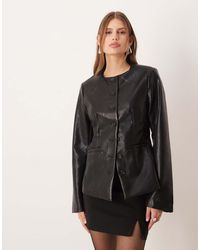 Gina Tricot - Shaped Pu Blazer Top - Lyst
