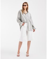 Pieces - Longline Denim Shorts - Lyst