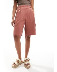ASOS - Longline High Waisted Tailored Short With Linen - Lyst