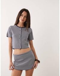 GOOD AMERICAN - Fine Knit Round Neck Short Sleeve Button Through Top Co-ord - Lyst
