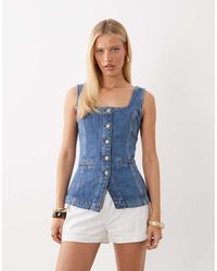 Nobody's Child - Ezra Denim Square Neck Waistcoat - Lyst