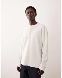 ASOS COLLECTIVE - Super Heavyweight Oversized Boxy Long Sleeve Waffle Henley T-Shirt - Lyst