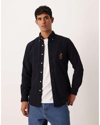 Polo Ralph Lauren - Camicia Oxford Custom Fit Nera Spazzolata Con Logo Dell'Orsetto - Lyst