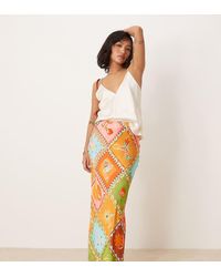Never Fully Dressed - Falda Larga Con Estampado De Patchwork De Petite - Lyst