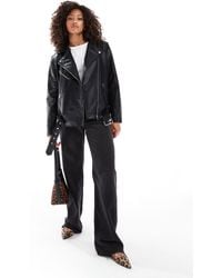 Vero Moda - Oversized Faux Leather Biker Jacket - Lyst