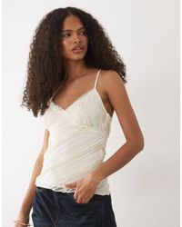 Mango - Textured Lace Cami Top - Lyst