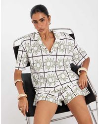 ASOS - Jersey Broderie Collared Button Down Shirt - Lyst