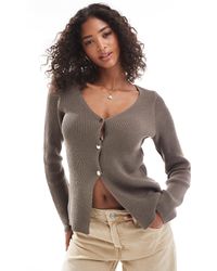 ASOS - Knitted V Neck Structured Cardigan With Buttons - Lyst