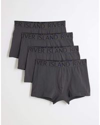 River Island - Pack Of 4 Cotton Stretch Ri Trunks - Lyst