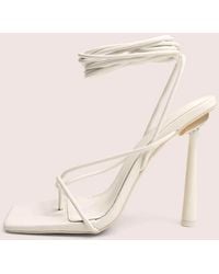 Public Desire - Lacey Square Toe Strappy Lace Up Stiletto Heels - Lyst