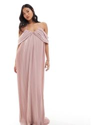 TFNC London - Tfnc Bridesmaids Petite Cold Shoulder Chiffon Pleated Maxi Dress - Lyst