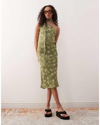 Reclaimed Vintage - One Shoulder Midi Dress With Scarf Detail - Lyst