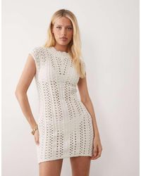 ASOS - Gehaakte Gebreide Mini-Jurk Met Kapmouwtjes - Lyst