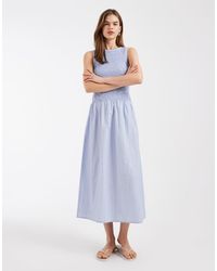 Vero Moda - Shirred Bodice Midi Dress - Lyst