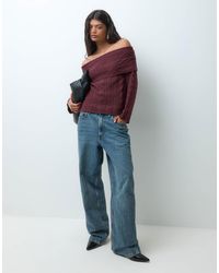 Vero Moda - Schulterfreier pullover mit zopfmuster - Lyst