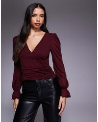 ASOS - Semi Sheer Long Sleeve V-Neck Top - Lyst