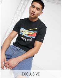 Tommy Hilfiger Exclusief Bij Asos - T-shirt Met Neon Print - Zwart