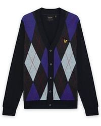 Lyle & Scott - Mid Knits Argyle Knitted Classic Cardigan - Lyst