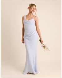 Six Stories - Bridesmaid Crepe Asymmetric Cowl Neck Maxi Dress - Lyst