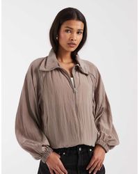 & Other Stories - Nylon Short Bomber Jacket With Waist Pleat Detail - Lyst