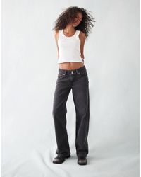 Levi's - Jeans Ampi Lavaggio Nero Slavato Con Vita Super Bassa - Lyst