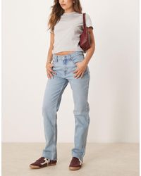 Abercrombie & Fitch - Ultra High Rise Raw Hem Ankle Straight Jeans - Lyst