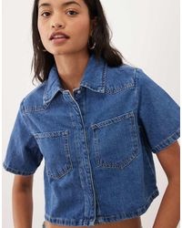 ASOS - Denim Cropped Overhemd - Lyst