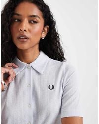 Fred Perry - Doorschijnend Geribbeld Poloshirt Met Knoopsluiting - Lyst