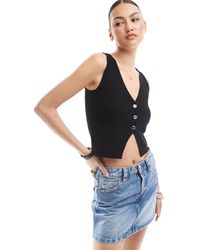 Stradivarius - Button Detail Light Knitted Top - Lyst