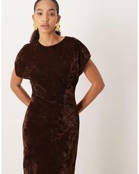 asos edition v neck short sleeve midi dress in blue V-Neck Puff Short Sleeve Midi Dress main image 1