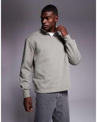 ASOS - Heavyweight Oversized Quarter Zip Sweatshirt With Fixed Hem - Lyst