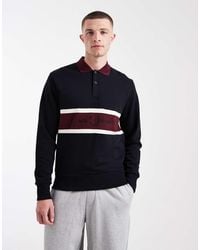 Fred Perry - Embroidered Panel Logo Polo Sweatshirt - Lyst
