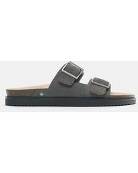 Pull&Bear - Buckled Leather Flat Sandals - Lyst